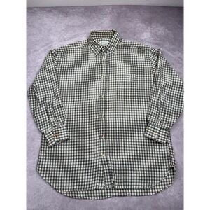 Borrelli Shirt Mens Extra Large Green Beige Plaid Flannel Button Up Made‎ Italy